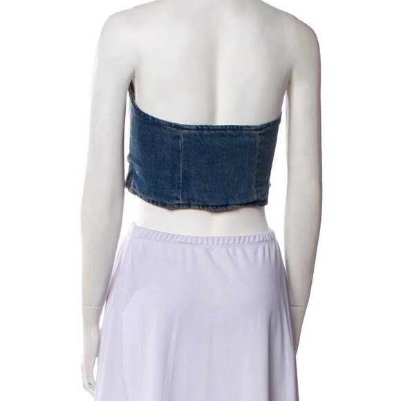 Miaou Denim Halter Top Denim Vest Miaou Dani Halter Crop Top Corset - Picture 11 of 11